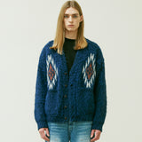 CHIMAYO PATTERN BRUSHED CARDIGAN NAVY