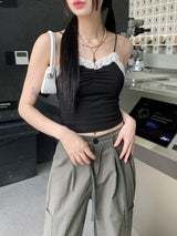 [MADE] デズレースシャーリングVネッククロップノースリーブ / [MADE] Dez Lace Shirring V-neck Cropp Sleeveless