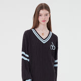 ミドルチェリーVネックニット／MIDDLE CHERRY V-NECK KNIT [CHARCOAL]