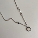 bjj ダブルサイドマザーオブパールオニキスコインビーズネックレス/bjj Double-sided mother-of-pearl onyx Coin Beads Necklace