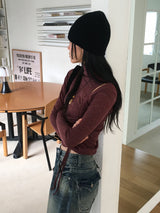 ヒンター ボカシ スプリット シャーリング ストリング ウォーマー ポーラー Tシャツ