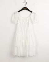 キュートストラップパフ半袖ミニワンピース / Cute Strap Puff Short Sleeve Mini Dress