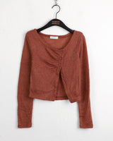 Tati unbalmed diagonal button booklet shirring knit cardigan