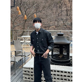 ブラックデニム長袖シャツ