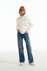 チェリーハイネックハーフジップアップ／CHERRY HIGH NECK HALF ZIP UP [IVORY]