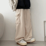 [Jogger, Wide Two-Way] パグフリースストリングビッグワイドカーゴパンツ