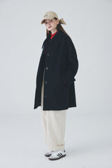 ダブルスティッチカラーオーバーコート / Double Stitch Collar OverCoat [Navy]
