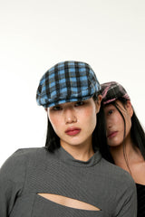 CHECK HUNTING CAP / BLUE