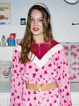 0 3 heart velvet crop top - PINK (6672195977334)