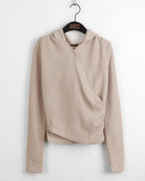 Benet snap button ribbed hoodie wrap knit