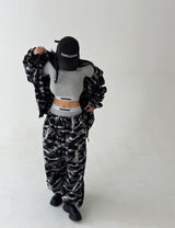 [UNISEX] Camo fleece oversized fit zip-up