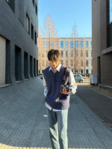 ミニマルVネックニットウェアベスト / LMN Minimal V-neck Knitwear vest (6 colors)