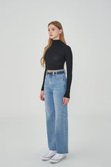 ワイドフィットベルトセットスリットデニムパンツ / SONG JI HYO, VIVIZ EUNHA, SISTAR HYRIN, EVERGLOW AISHA, NATURE LU, STAYC ISA, FROMIS_9 SAEROM WORNSEMI WIDE FIT BELT SET SLIT DENIM PANTS [6607]