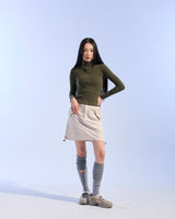FLEECE CROP HALF ZIPUP (KHAKI)