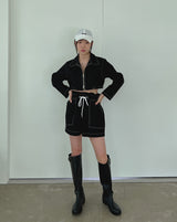 ステッチリネンクロップジャケット/Stitched Linen Crop Jacket (3color)