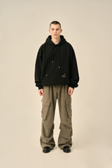 OVERSIZED MINI LOGO HOOD - BLACK