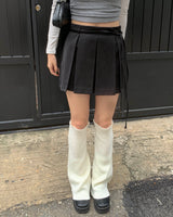 Tie pleated skirt