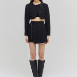 CHAIN PLEATS LAP SKIRT BLACK (6682535657590)