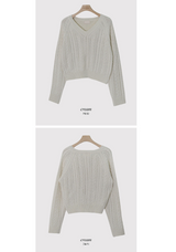 WT Cable V-neck Crop Knit (6color)