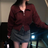 [BELLIDE MADE] Solid Standard Semi-Crop Knit Zip-Up
