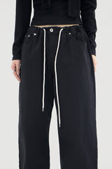 ストリングフリーサイズブラックパンツ / String free size black pants