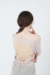 シースルーバックスリットロングスリーブニット / See-Throught Back Slit Long Sleeve Knit Beige