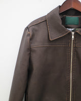 クラシックレザークロップドブルゾンジャケット / Classic leather cropped blouson jacket