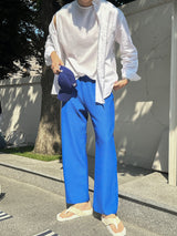 リブワイドプリーツパンツ/Rib Wide Pleats Pants (4 colors)