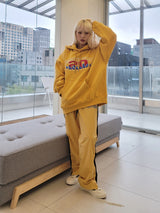 VENTIQUE flame embroidery fleece hood 4color (6636434194550)