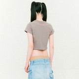 Symbol Scarf Cropped Short-Sleeved T-Shirt Cocoa