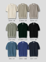 LMNカラーリングハーフジップアップハッチ半袖ニット/LMN Cooling Half Zip-Up Hachi Short-Sleeved Knitwear (9 colors)
