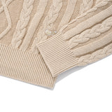 スモールチェリーツートンケーブルクロップニット／SMALL CHERRY TWO-TONE CABLE CROP KNIT [LIGHT BEIGE]