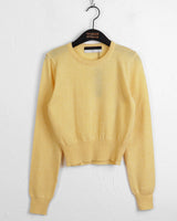 [Cashmere/12color] リモンラムウールラウンドクロップ長袖ニット