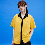 ドルフィングラフィックボーリングハーフスリーブシャツ/Dolphin graphic bowling half sleeve shirts