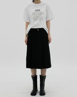 ストライプミディベルトスカート/striped midi belted skirt