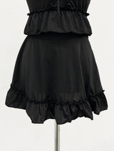 ミニッツホカンスフリルストラップ水着ツーピースセット(カップ内蔵) / Minutes Hocance Ruffle Strap Swimsuit Two-Piece Set
