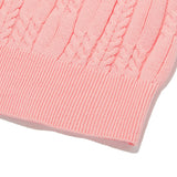 スモールチェリーケーブルクロップ丈のショットスリーブニット／SMALL CHERRY CABLE CROP SHORT SLEEVE KNIT [SALMON PINK]