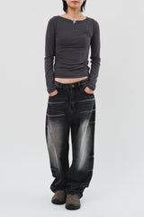 (W) Base Shirring Longsleeve (3color)