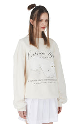 [ISS005-14] GLASS CAT SWEATSHIRTS IVORY