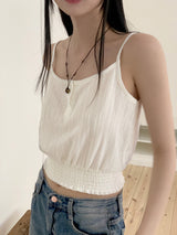 コットンボタンバンディングクロップドキャミソール/Waiben Cotton Button Banding Cropped Sleeveless