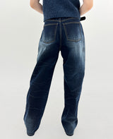 クラックディープダークブルーパンツ / No.520 Crack deep dark blue pants
