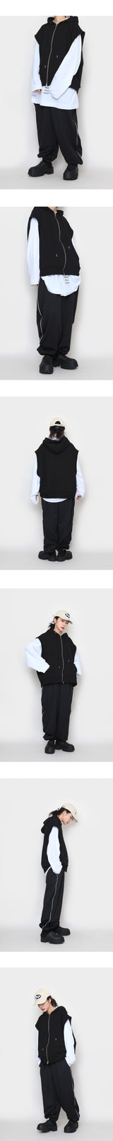 2wayフードジップアップベスト / Two-Way Hooded Zip-Up Vest