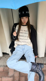 ラグランレタリングロングスリーブトップ