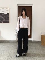 ノイブダブルライントラックインスィジョンストリングツーウェイジョガーパンツ / Nove two-line track incision string two-way jogger pants