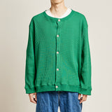 ラウンドネックワッフルカーディガン/DAMP ROUND-NECK WAFFLE CARDIGAN_GREEN