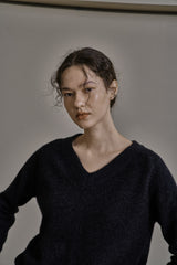 ウール Vニット/WOOL V-KNIT_CHARCOAL