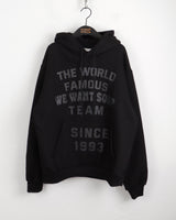 [ブラッシュドライニング] ワールドレターリングオーバーフィットフードTシャツ