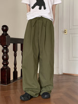 Hasti Pintuck Banding Cotton Long Wide Pants