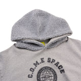 [UNISEX] Faux Shearling-Trimmed Cotton-Jersey Hoodie (Grey) (6656663257206)