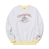 チェリーケーキグラフィックポイントスウェットシャツ／CHERRY CAKE GRAPHIC RIB POINT SWEATSHIRT [MELANGE GRAY]
